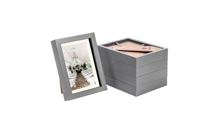 Nicola Spring 3D Box Photo Frames - 5 x 7" with Mount - Set of 5 - Grey