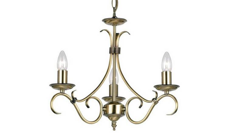 Loops Direct Steel 3-Light Ceiling Pendant - Antique Brass