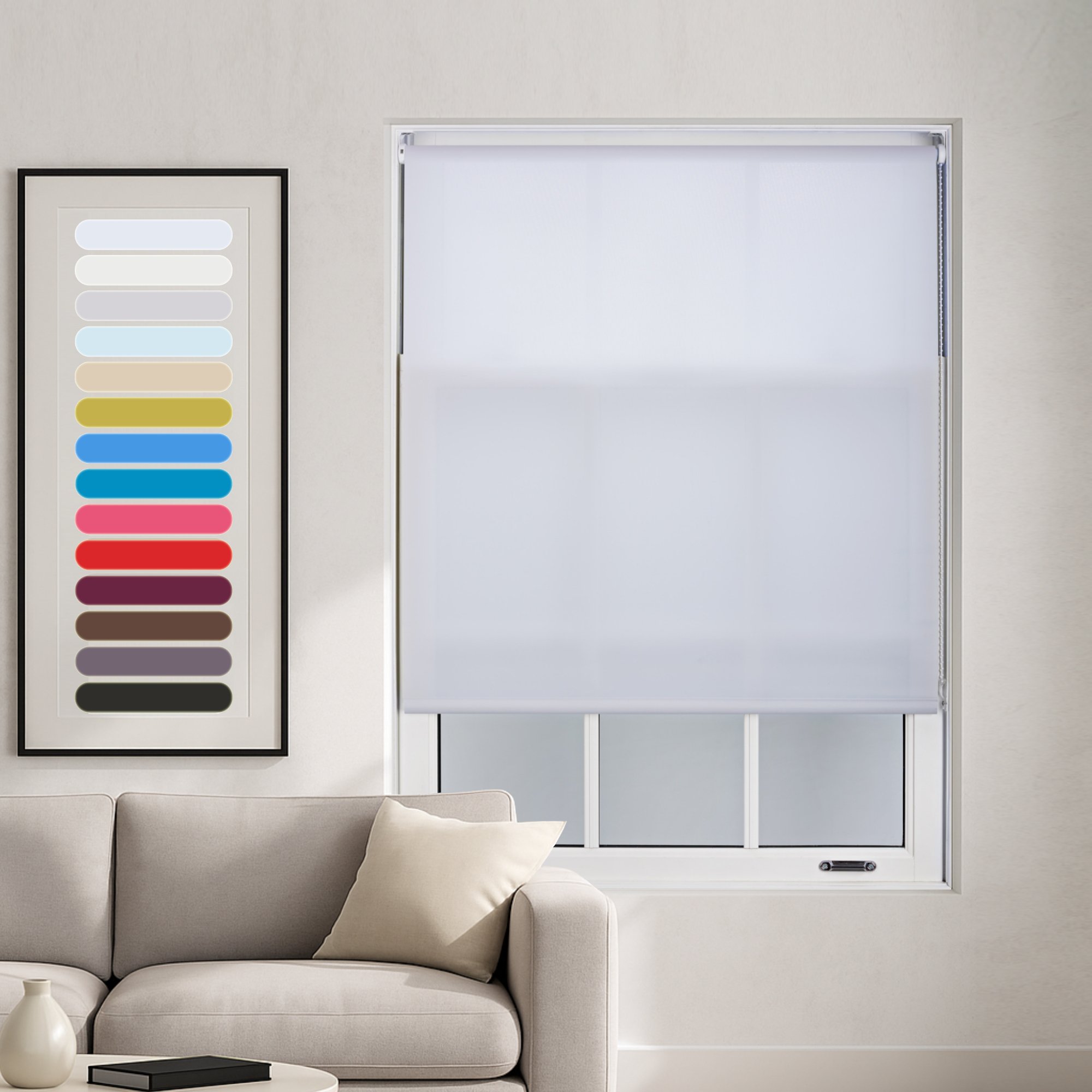 Furnished White Daylight Roller Blind - 50 x 165cm - Image 1