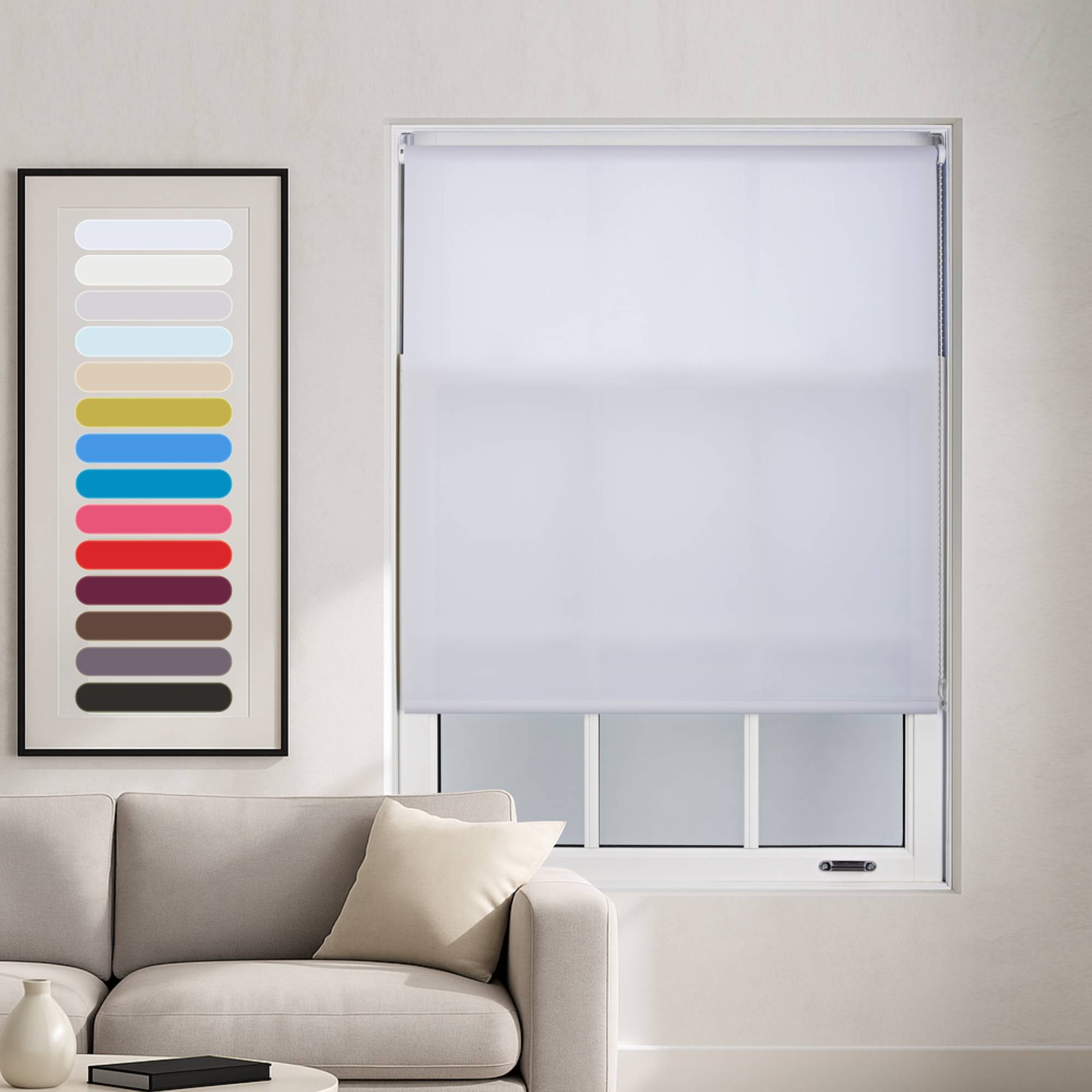 Furnished White Daylight Roller Blind - 50 x 165cm - Image 1