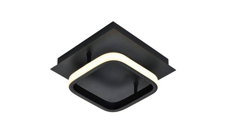 Happy Homewares Matt Black 3000K Square LED Strip Ceiling Light - 19cm