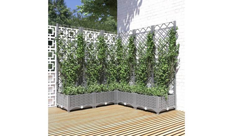 Walplus Polypropylene Garden Planter - Light Grey - 120 x 120 x 121.5 cm