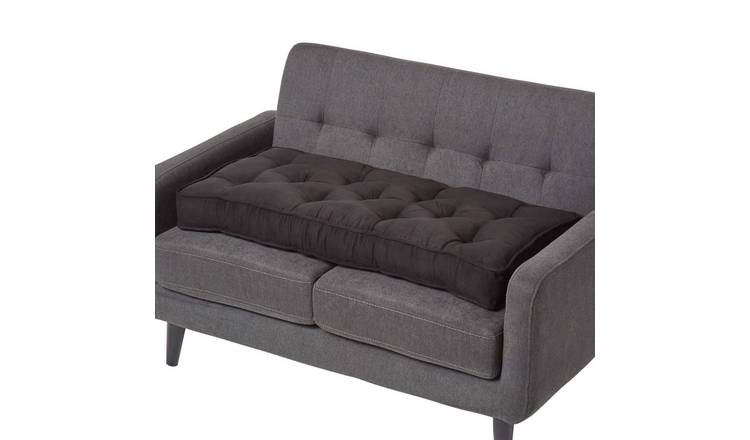 Homescapes Faux Suede 2 Seater Sofa Booster Cushion - Black