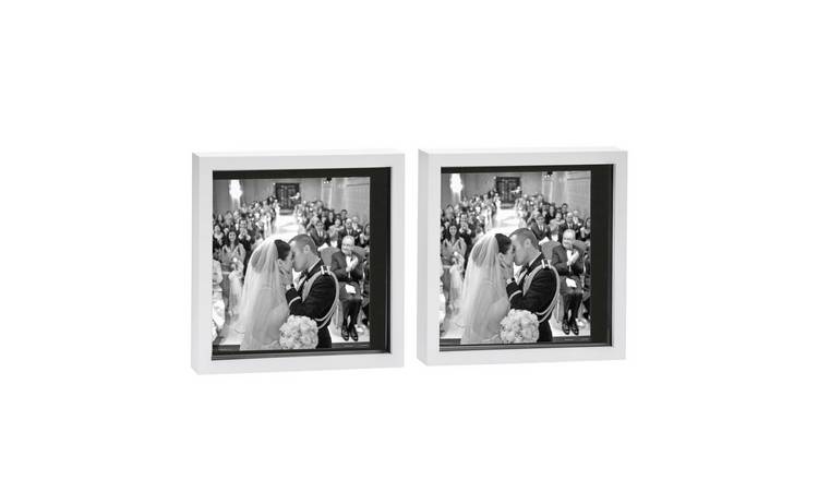 Nicola Spring 3D Box Photo Frames - 10 x 10" with Mount - Set of 2 - White