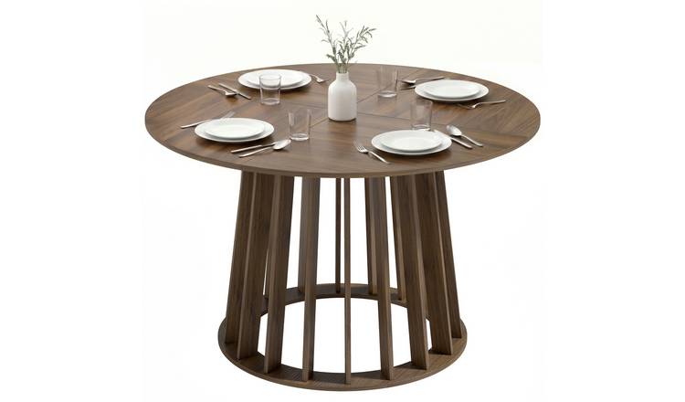 HOMCOM 120 cm Pedestal Base Round Dining Table - Light Walnut