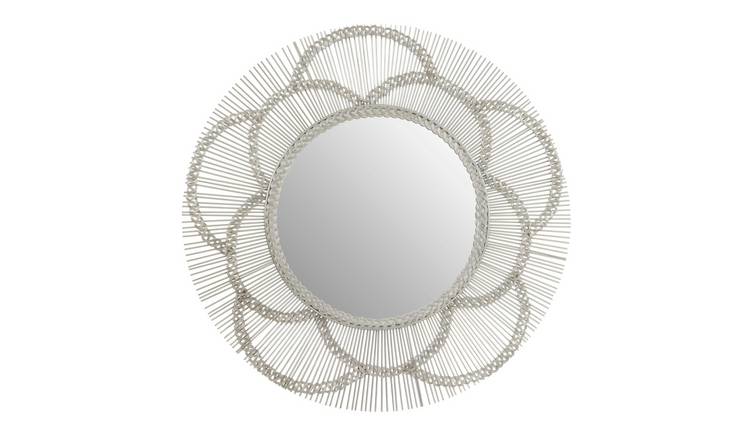Orsina Templar Floral Effect Wall Mirror – Silver