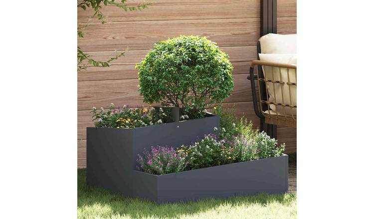 Walplus Steel Garden Planter - Anthracite - 80 x 80 x 50 cm