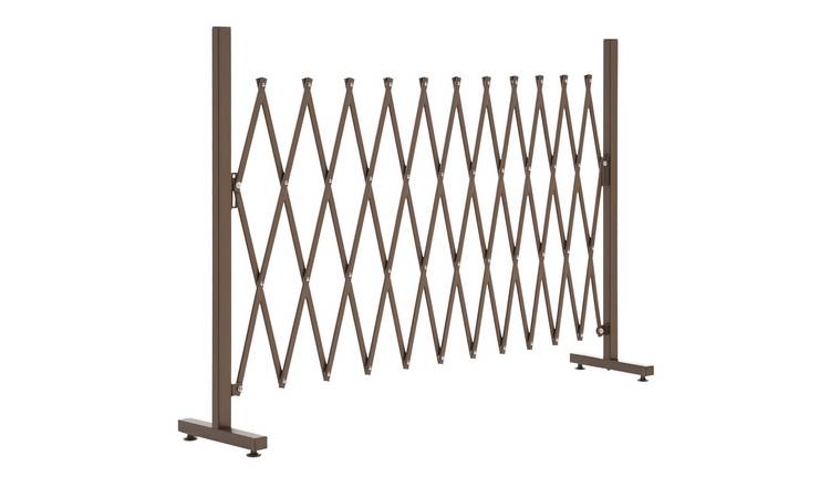 Outsunny Aluminium Foldable Freestanding Fence - Dark Brown