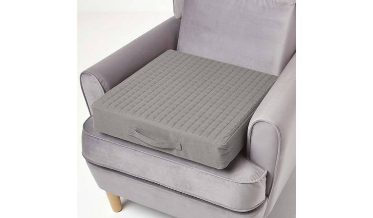 Homescapes Cotton Orthopaedic Foam Armchair Booster Cushion - Charcoal