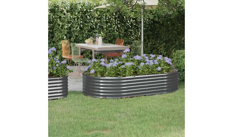 Walplus Galvanised Steel Raised Garden Bed - Anthracite - 175 x 100 x 36 cm