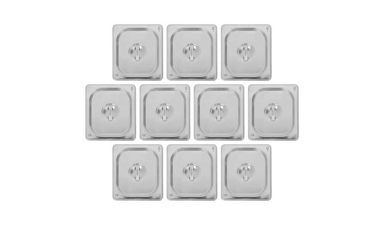 Argon Tableware Steel Gastronorm Container Lids 1/6 - Set of 10