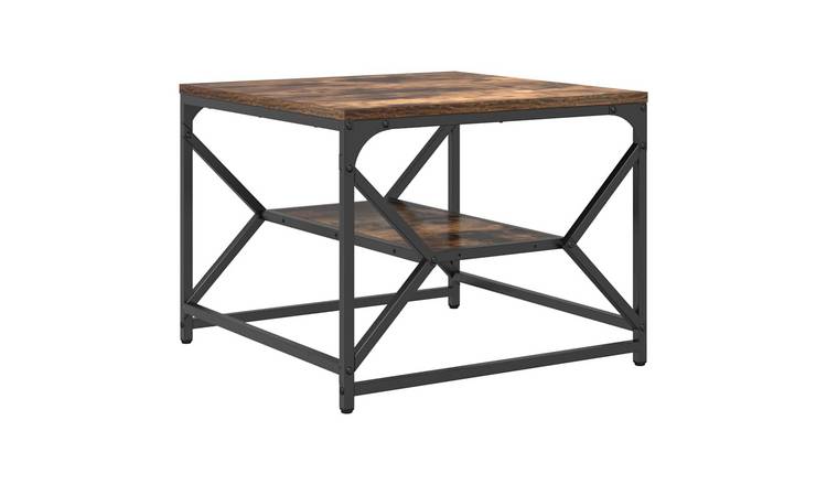 Walplus Engineered Wood and Steel Coffee Table - Smoked Oak - 51 x 50 x 40 cm