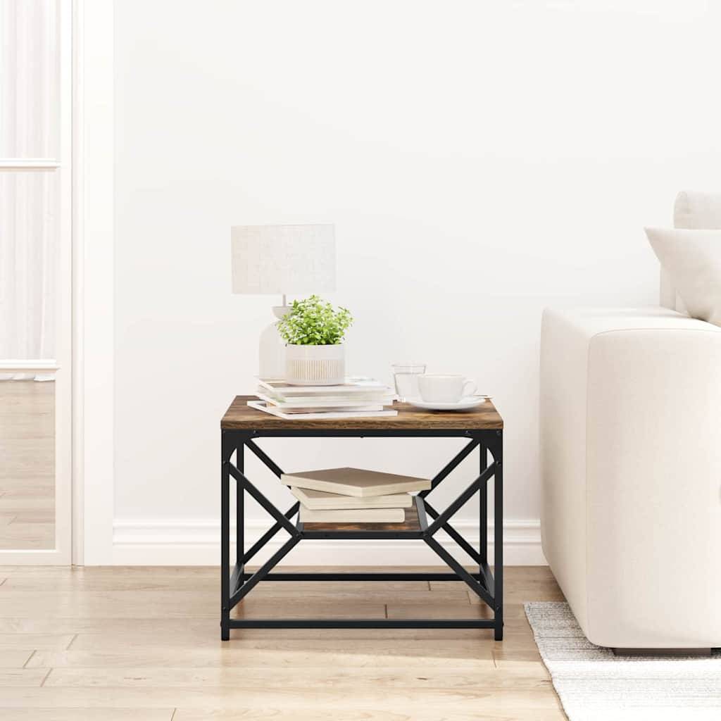 Walplus Engineered Wood and Steel Coffee Table - Smoked Oak - 51 x 50 x 40 cm - Image 3