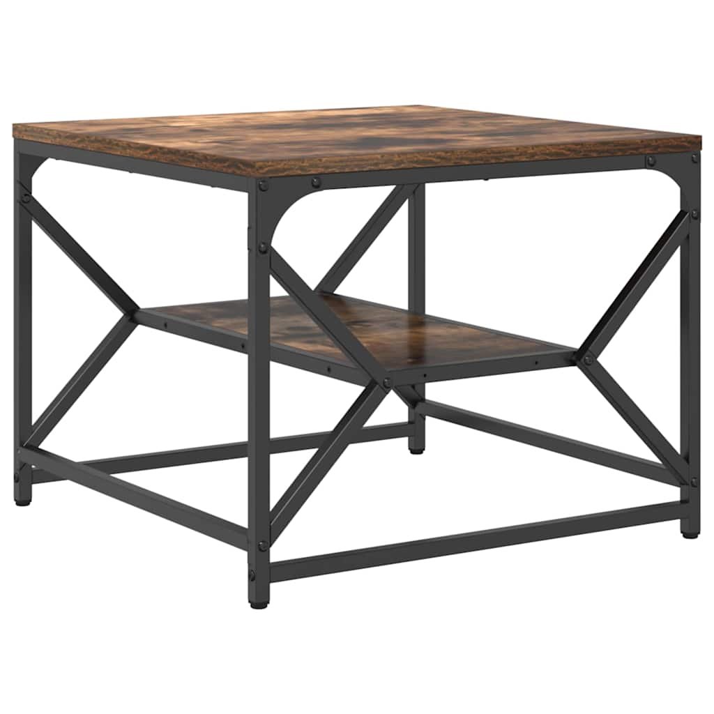 Walplus Engineered Wood and Steel Coffee Table - Smoked Oak - 51 x 50 x 40 cm - Image 4