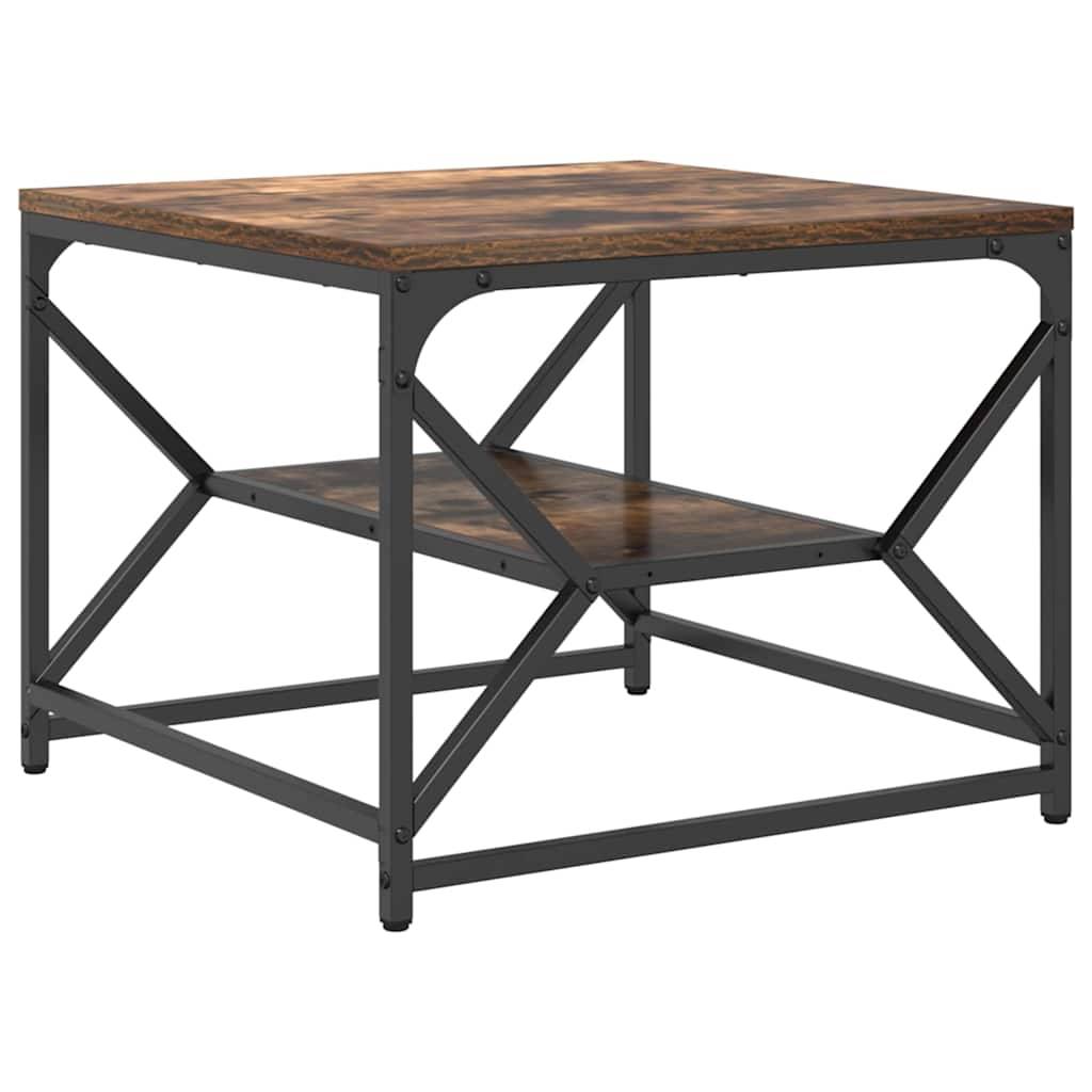Walplus Engineered Wood and Steel Coffee Table - Smoked Oak - 51 x 50 x 40 cm - Image 4