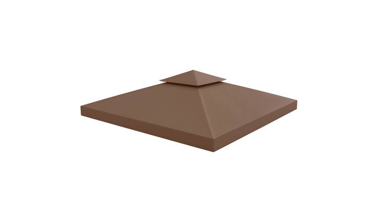 Outsunny Gazebo Canopy Replacement Cover with 2 Tier Roof Top - Coffee