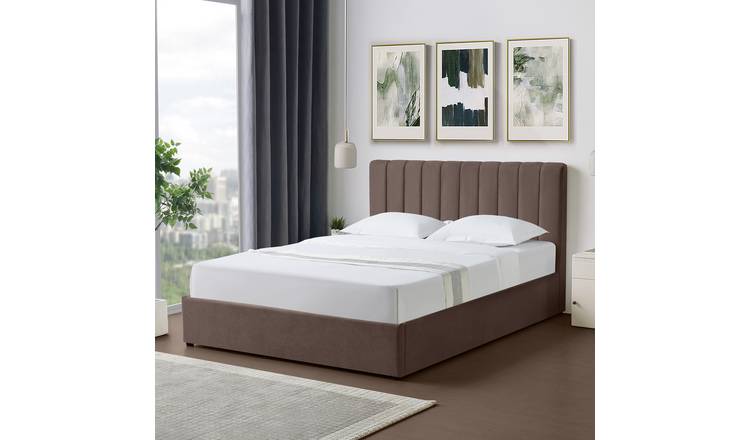 Artemis Home Evelynne Fabric 150cm King Ottoman Bed with Storage - Dark Brown
