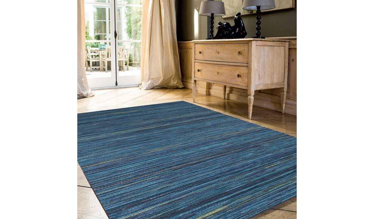 Mega Flooring Blue Modern Striped Rug - 60 x 110cm