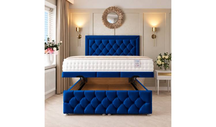 Bed Choices Hilton Single Ottoman Divan Bed with 54" Headboard - Blue