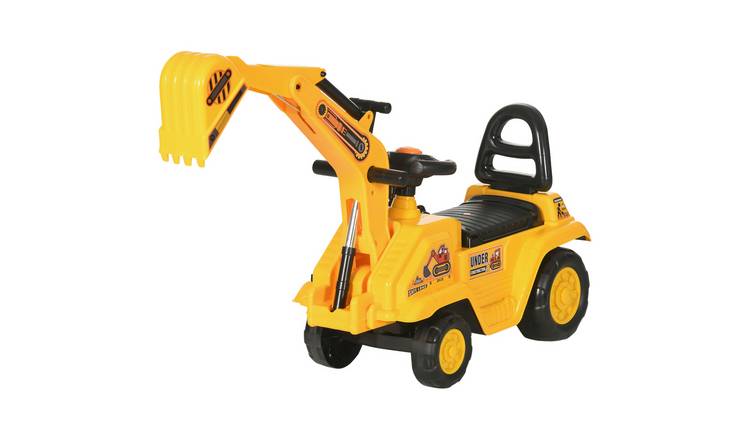 HOMCOM 1.5-4 Years 2 in 1 Bucket Storage Ride On Digger – Yellow