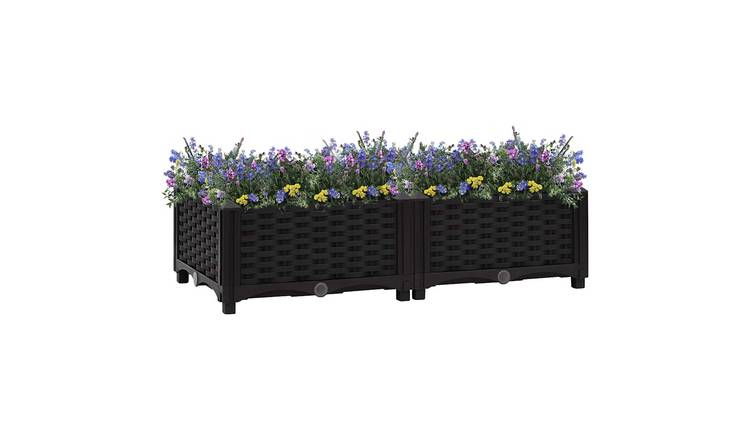 Walplus Polypropylene Raised Garden Bed - Black - 80 x 40 x 23 cm