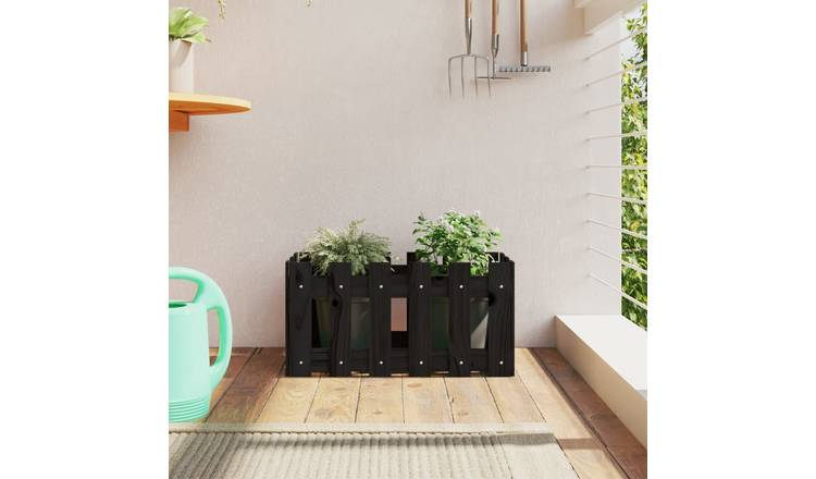 Walplus Wood Garden Planter - Black - 60 x 30 x 30 cm