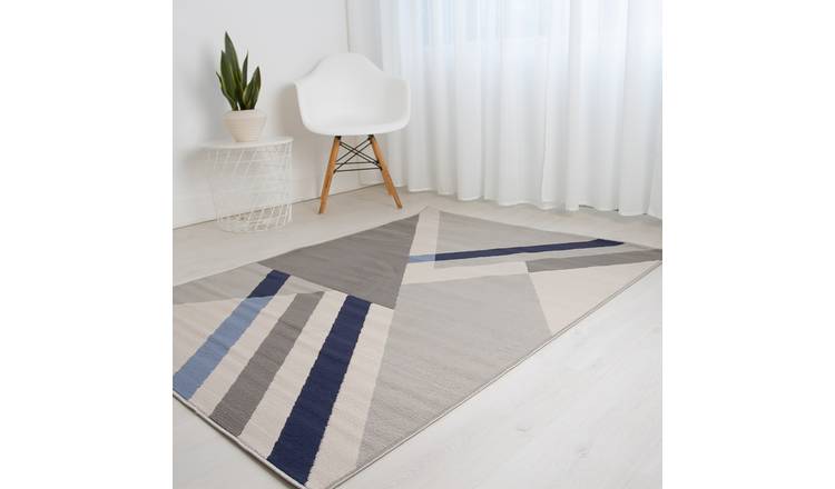 DS Living Ravella Apex Patterned Rug - Beige & Navy - 230x160cm
