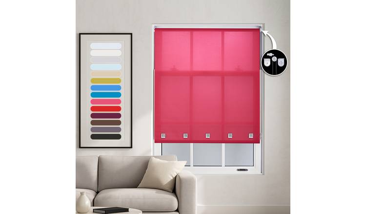 Furnished Fuchsia Daylight Roller Blind with Square Eyelets - 60cm x 165cm