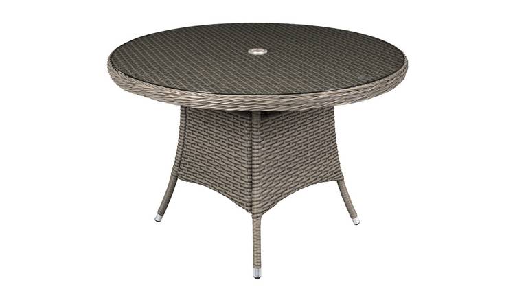 Loops Direct 110cm Rattan Wicker Garden Dining Table - Brown