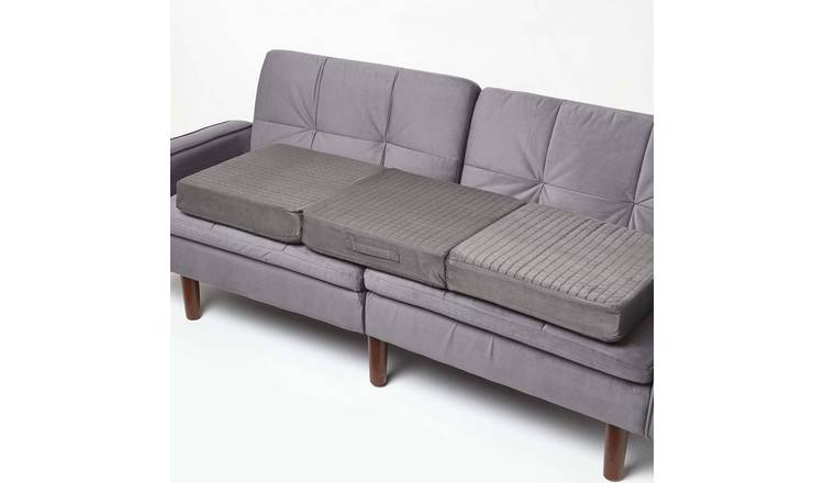 Homescapes Faux Suede Orthopaedic Foam 3 Seater Sofa Booster Cushion - Grey