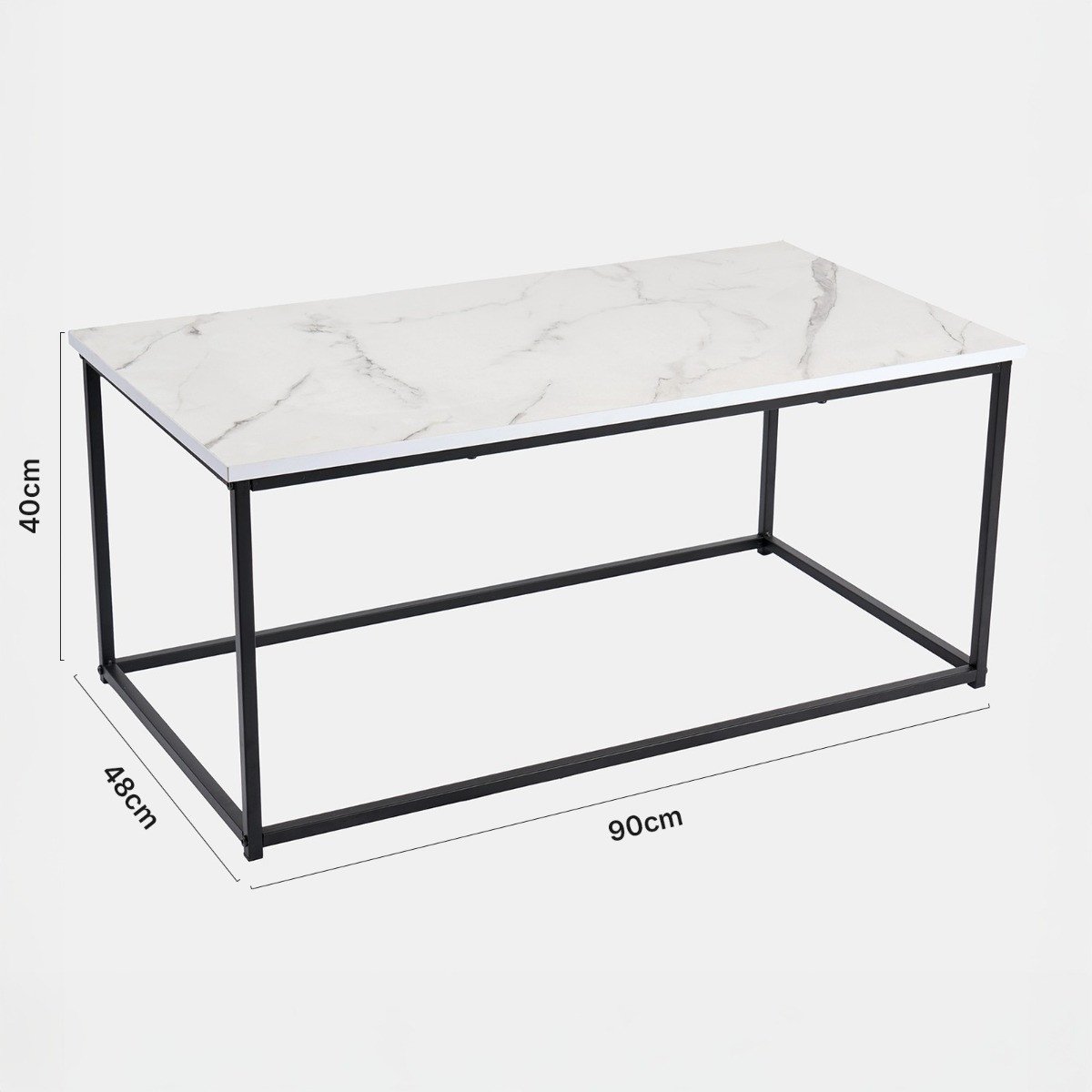 OHS Manhattan Rectangle Coffee Table - White Marble - Image 7