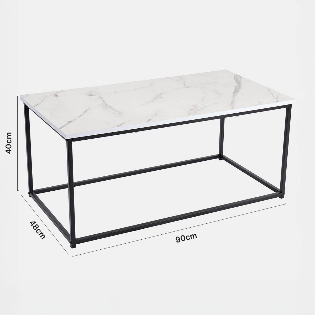 OHS Manhattan Rectangle Coffee Table - White Marble - Image 7