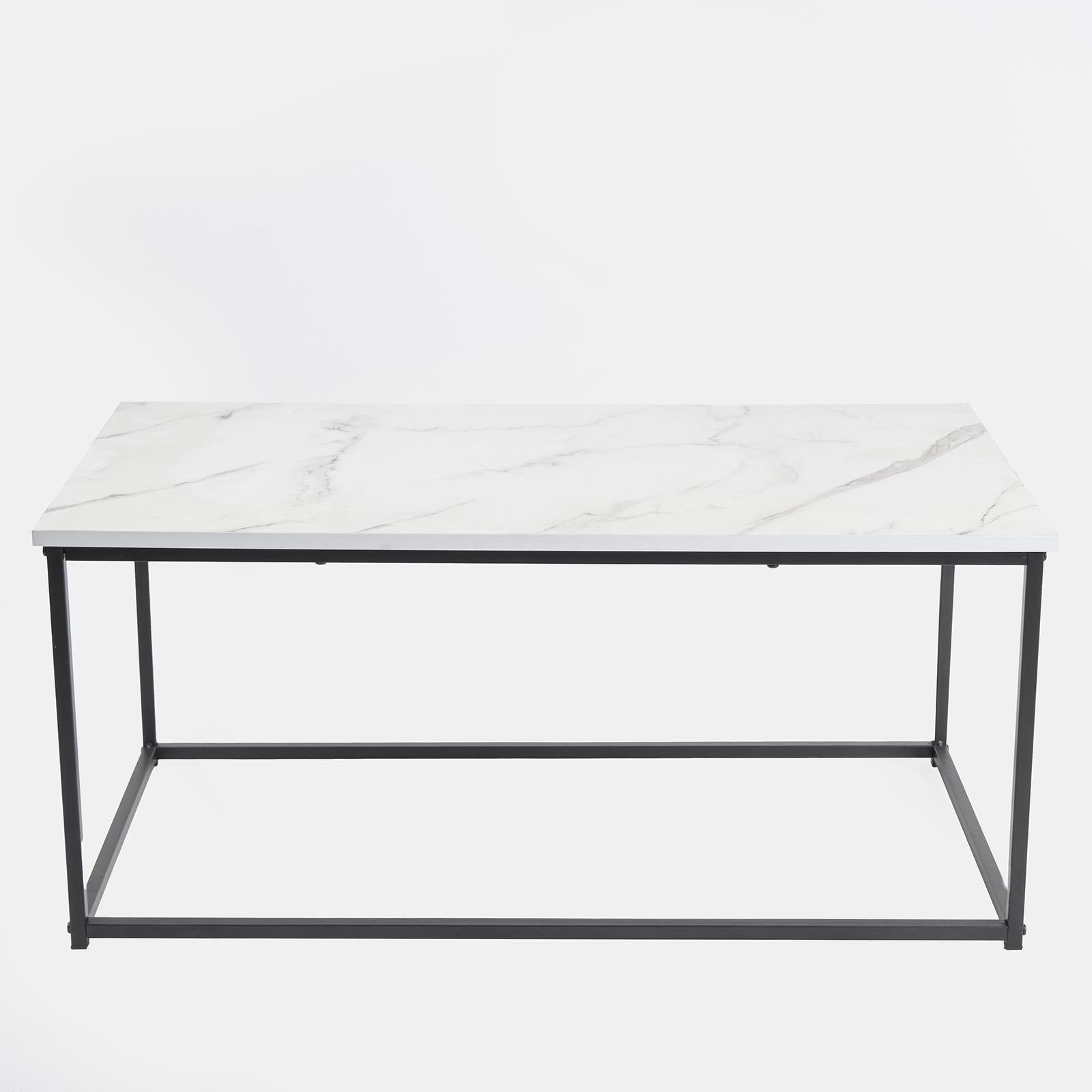 OHS Manhattan Rectangle Coffee Table - White Marble - Image 4