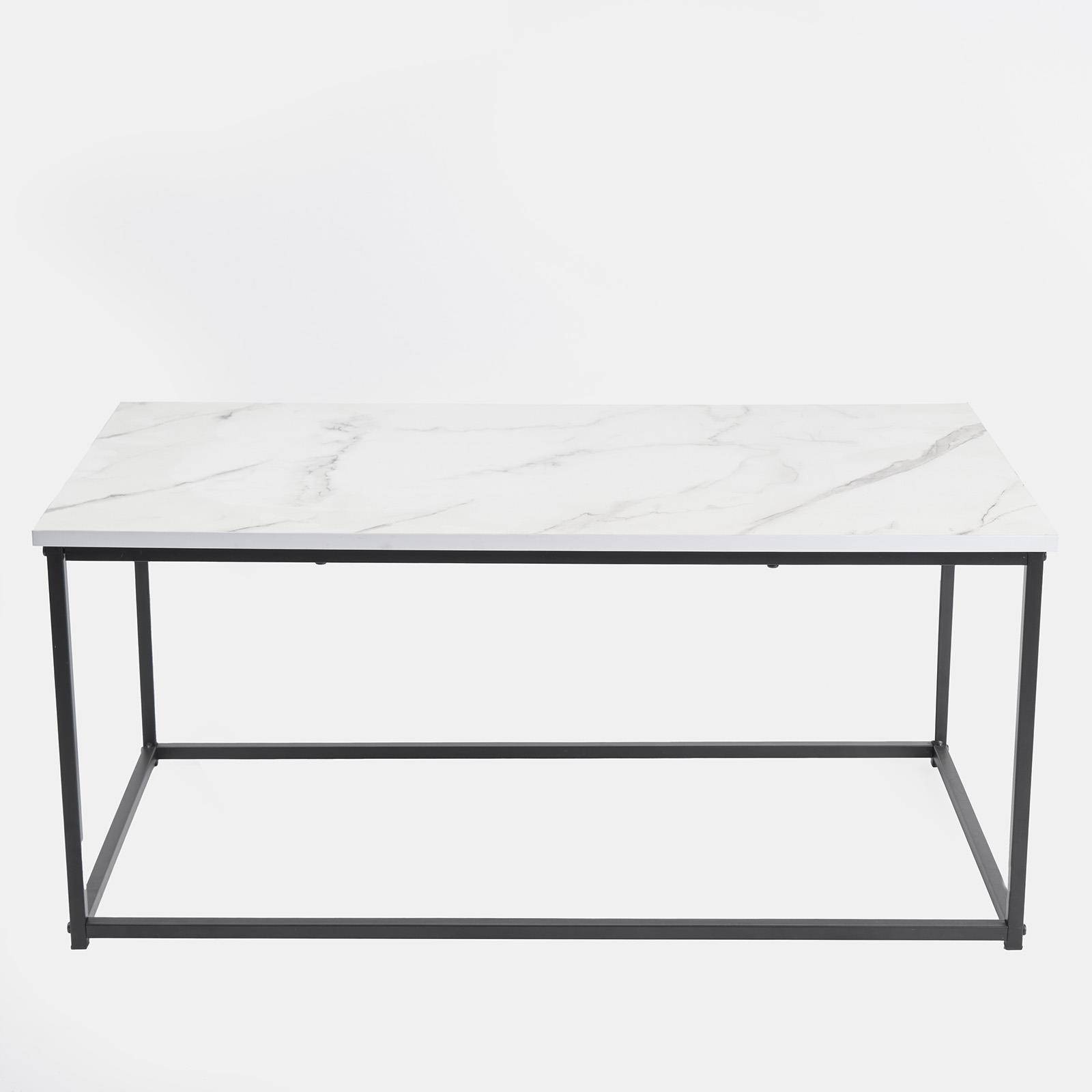 OHS Manhattan Rectangle Coffee Table - White Marble - Image 4