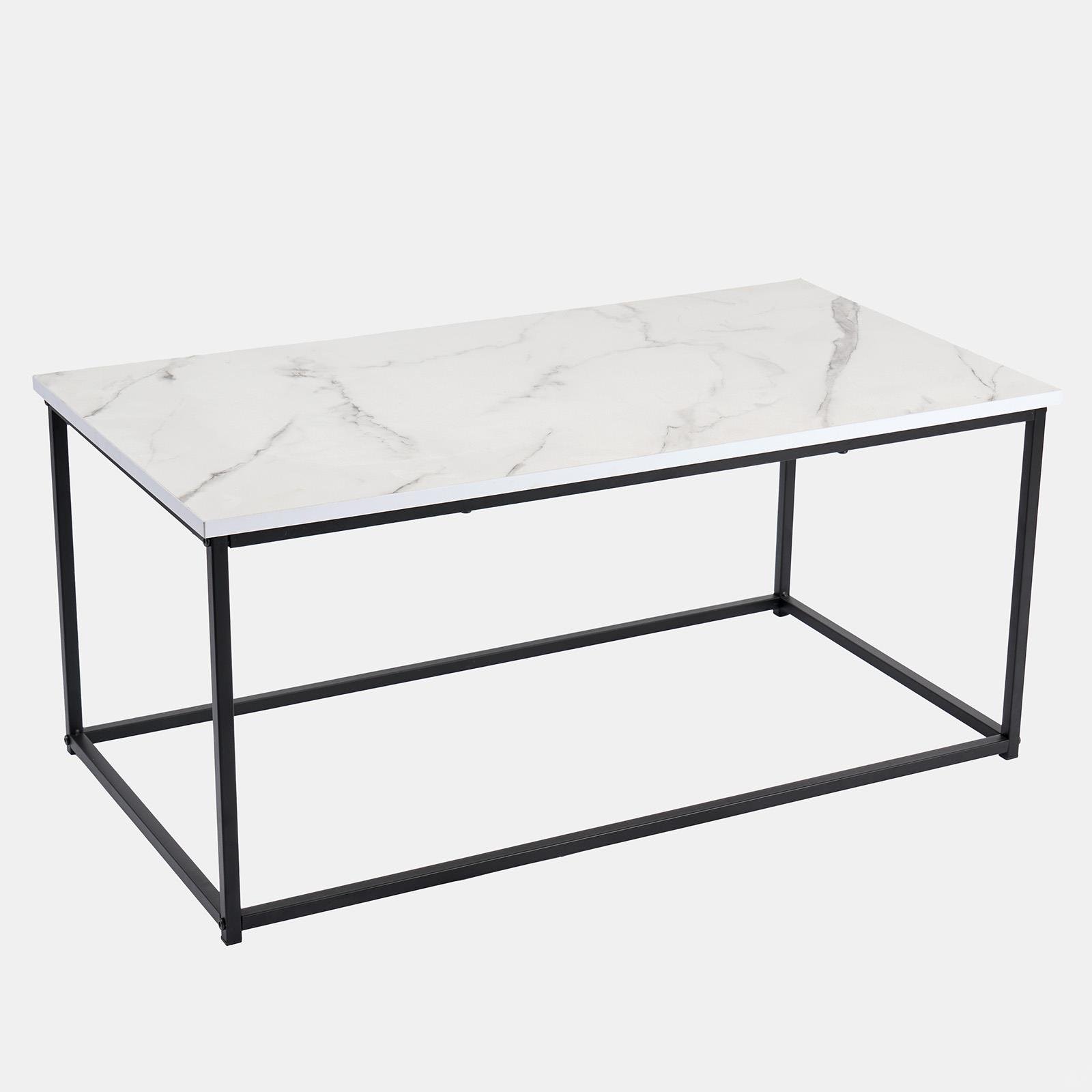 OHS Manhattan Rectangle Coffee Table - White Marble - Image 5