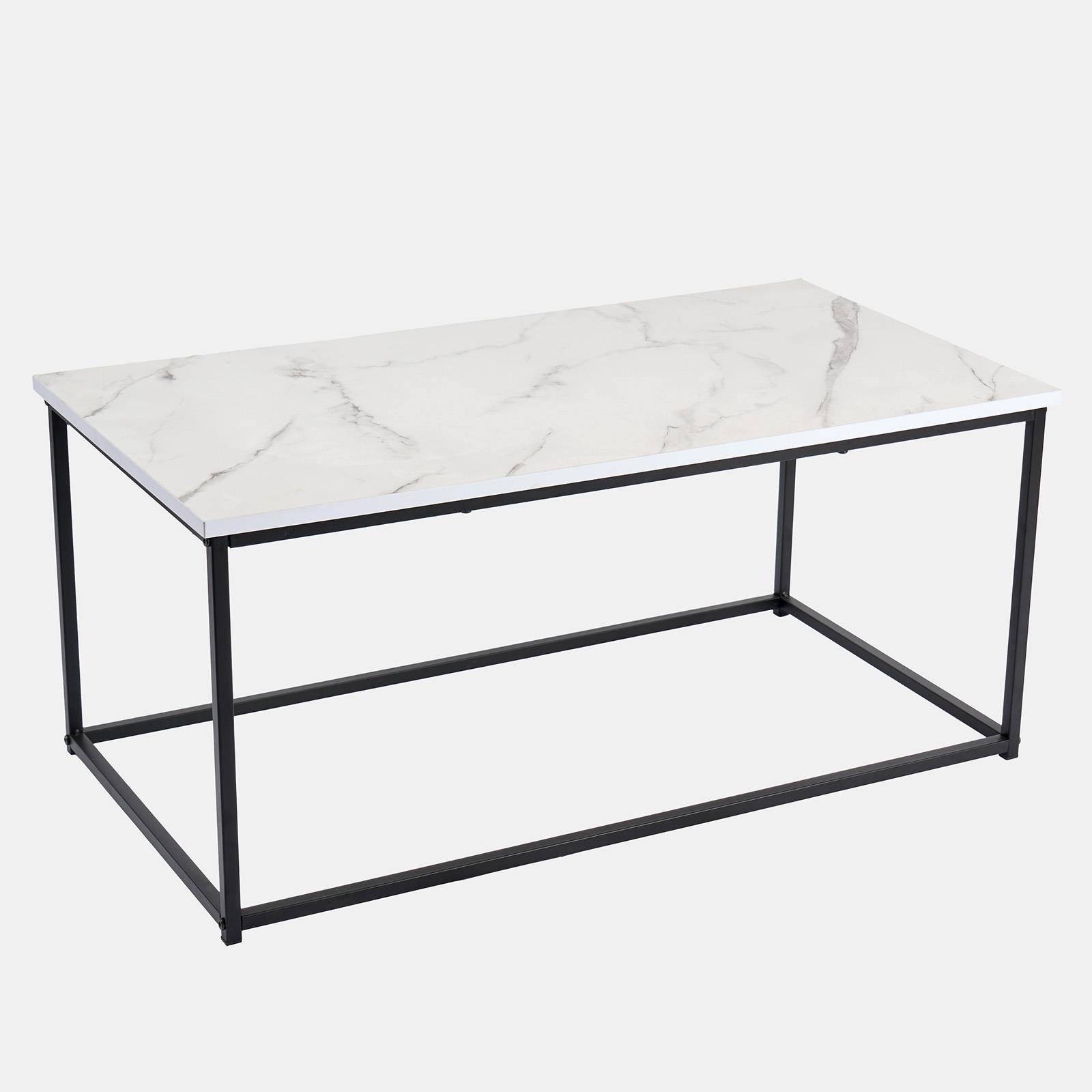 OHS Manhattan Rectangle Coffee Table - White Marble - Image 5