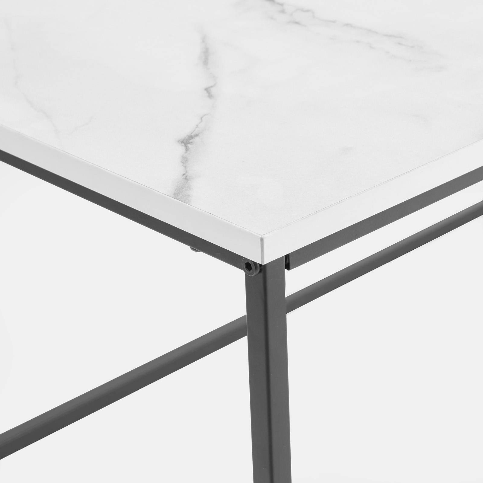 OHS Manhattan Rectangle Coffee Table - White Marble - Image 6