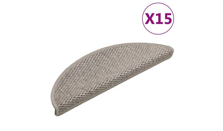 Walplus Pack of 15 Self-Adhesive Polypropylene Stair Mats - Silver - 56 x 17 cm