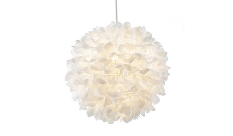 Happy Homewares Chic with White Fabric Folded Petals Pendant Shade - 30cm