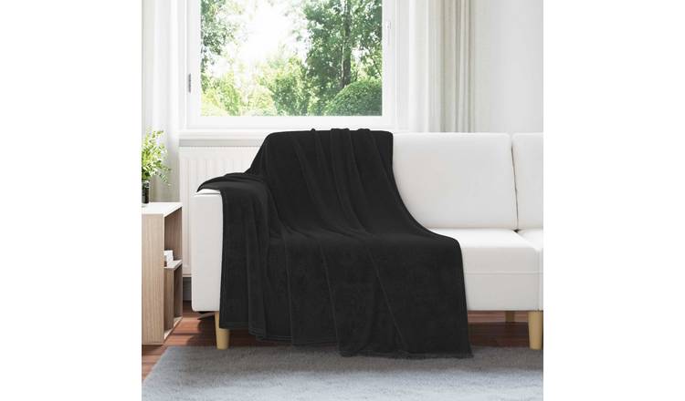 Walplus Fleece Throw Blanket - Black - 200 x 150 cm