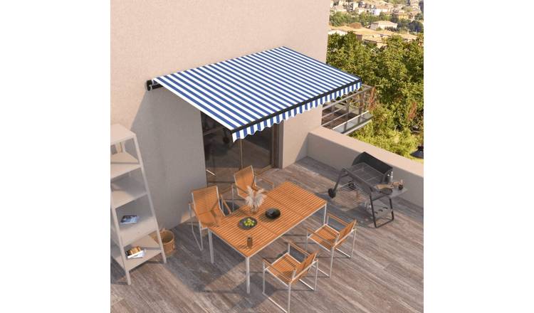 Walplus Manual Polyester - Blue and White - 450x350 cm - Anthracite Frame