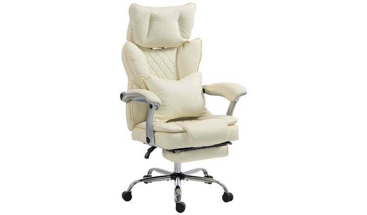 HOMCOM 180kg Big and Tall PU Leather Desk Chair - Beige