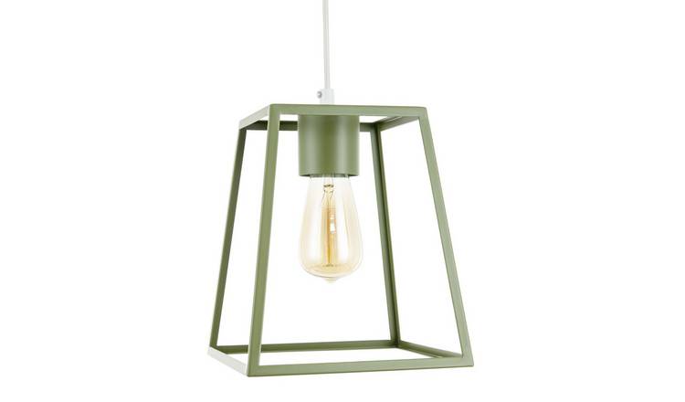 Happy Homewares Olive Green Industrial with Square Top Pendant Shade - 21cm