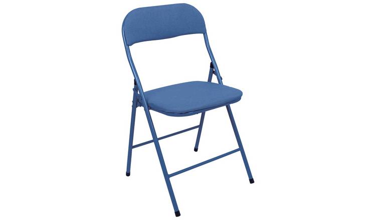 Harbour Housewares Fabric Padded Metal Folding Chair - Blue