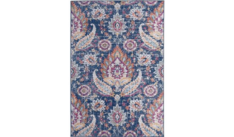 The Rugs Multicoloured Marrakech Distressed Floral Rug - 240 x 340cm