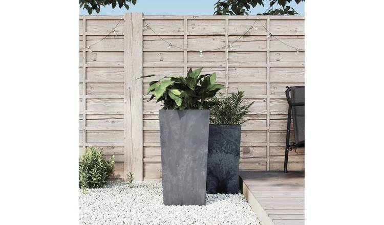 Walplus Polypropylene Garden Planter - Grey - 32.5 x 32.5 x 61 cm