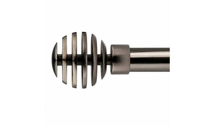 New Edge Blinds 16-19mm Black Silk Genva Eyelet Curtain Pole - 160cm - 300cm