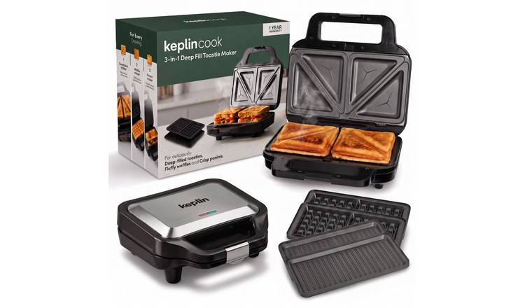Keplin 3 in 1 Sandwich Maker - Silver & Black
