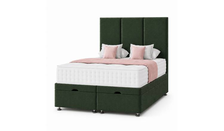 Comfy Deluxe King End‑lift Ottoman Plush Storage Bed Set - Green