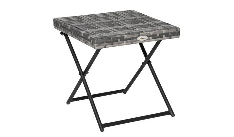 Outsunny Folding Rattan Garden Coffee Table - Grey